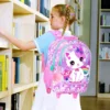 3-teiliger Rollrucksack für Kinder, Büchertasche mit Rollenrädern für Mädchen, Grundschultasche mit Rollen und Lunchtasche – weiße Katze 6