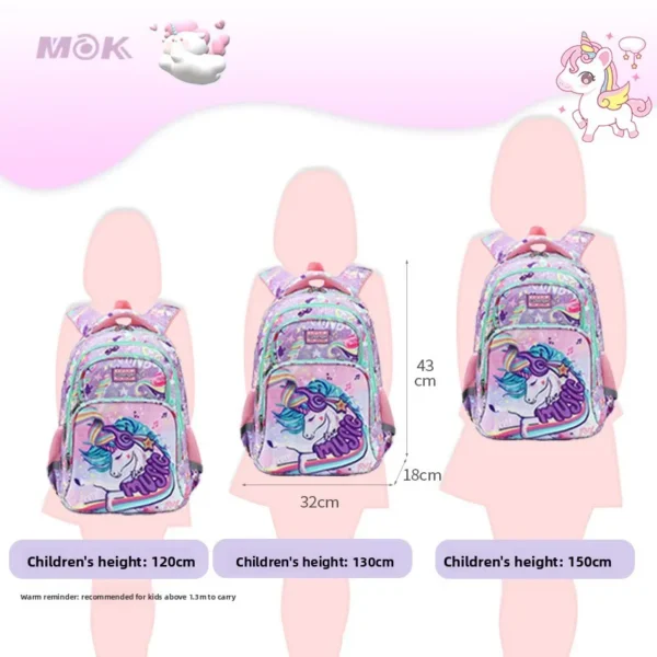 Cartoon Einhorn 3-teiliges Set Schultaschen für Mädchen Jungen Kinder Weltraumrucksack Grundschüler Rucksack mit Lunchbox 3