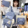 4-teiliges Set Grundschul-Schultasche für Damen, koreanische Version von Campus, leichter Rucksack mit großem Fassungsvermögen, Resh Junior High 3