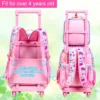 3-teiliger Einhorn-Rollrucksack für Mädchen, Schulrucksäcke für Kinder mit Rollen, Rollen-Büchertasche mit Lunchbox für die Grundschule 2
