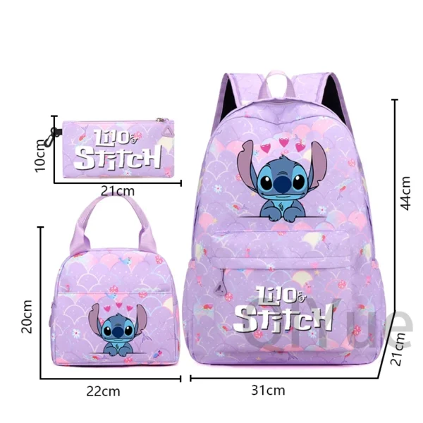 Disney Lilo Stitch Rucksack-Set für Mädchen, Teenager, Studenten, Schulanfang, Rucksack, Damen-Rucksack, Meerjungfrau-Stil, Lunchtasche, Federmäppchen 6