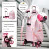 Disney Stitch Print Räder Schultaschen Mädchen Rucksäcke mit Rad Trolley Gepäck Rucksack mit Rollen Wasserdichte Schultaschen Geschenk 3