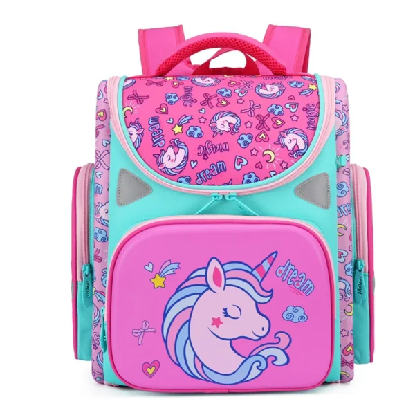 Neue 2022 Mädchen Schule Rucksack Orthopädische 3D Einhorn Muster Jungen Buch Tasche Grundschule Taschen Mädchen Rucksack Mochila Escolar 2