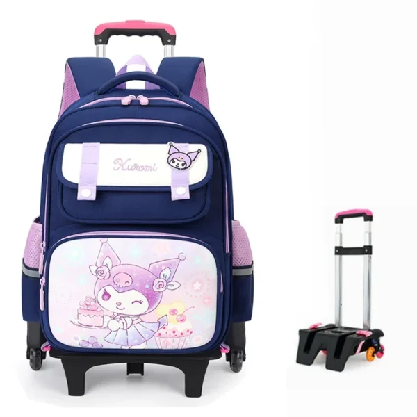 Sanrio Kuromi Trolley-Rucksack für Jungen und Mädchen, Wirbelsäulenschutzpaket, Cartoon-Design, Rucksack, Urlaubsgeschenke, Anime-Peripheriegeräte 2