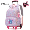 Stitch Print Rucksack Rollende Schultasche Mädchen Rucksack Wasserdichte Schulrucksäcke mit Rollen Schultrolley Gepäck Rucksack 5