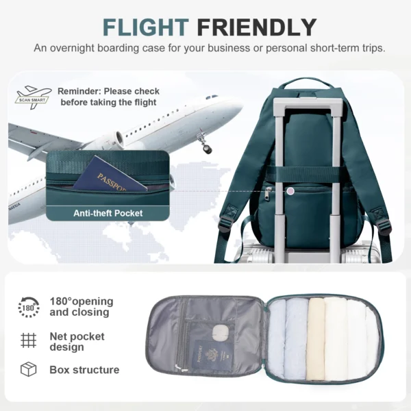 Flugzeug-Handgepäck-Rucksack für Ryanair 40 x 20 x 25 Kabinentasche, leichter Flugzeug-Tragetaschen-Reiserucksack für kurze Entfernungen 5