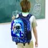 Rollrucksack für Jungen, Kinder-Schulrucksack mit Rollrädern und Lunchtasche, Schultasche mit Rollen für Kinder 4