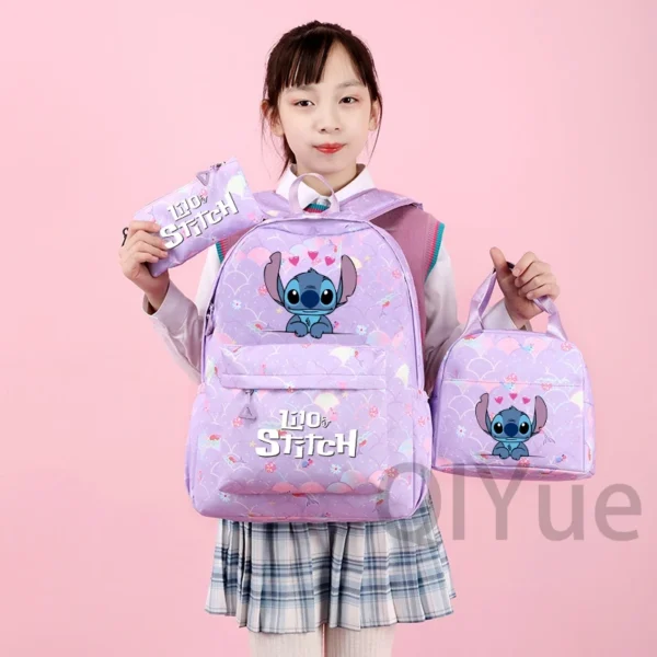 Disney Lilo Stitch Rucksack-Set für Mädchen, Teenager, Studenten, Schulanfang, Rucksack, Damen-Rucksack, Meerjungfrau-Stil, Lunchtasche, Federmäppchen 4