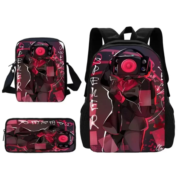 Stück Set Skibidi Toilette Toilette Schulkind Schulrucksack mit Umhängetasche Bleistiftbeutel Schultaschen für Jungen Mädchen Bestes Geschenk