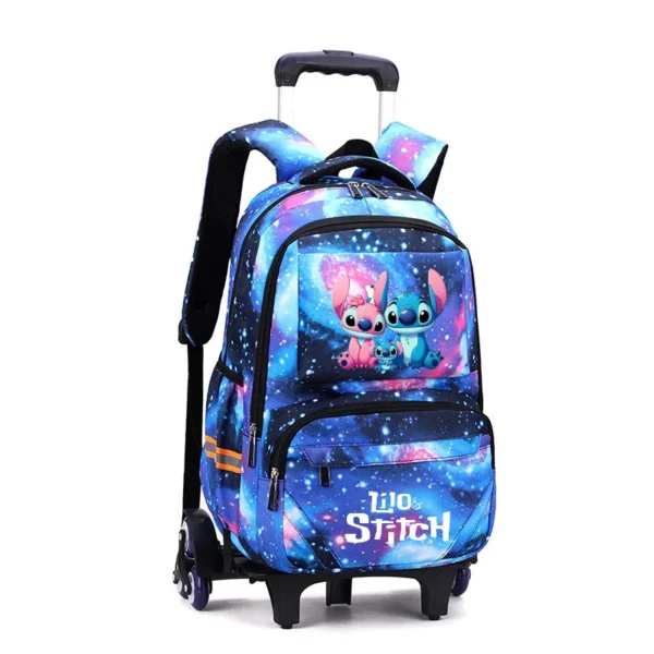 Disney Stitch Rolltasche für die Schule, Trolley-Taschen, Mädchen-Reiserucksack mit Rollen, wasserdicht, große Kapazität, Reise-Schultasche 6
