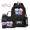 4 Stück Disney Lilo&Stitch Rucksack mit Lunchtasche, 750 ml Wasserflasche, Federmäppchen für Teenager, Kinder, große Kapazität, Outdoor-Büchertasche 5