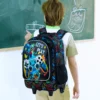 Rollrucksack für Jungen, Kinder-Schulrucksack mit Rollrädern und Lunchtasche, mit Rollenrädern.。 Schultasche für Kinder 6