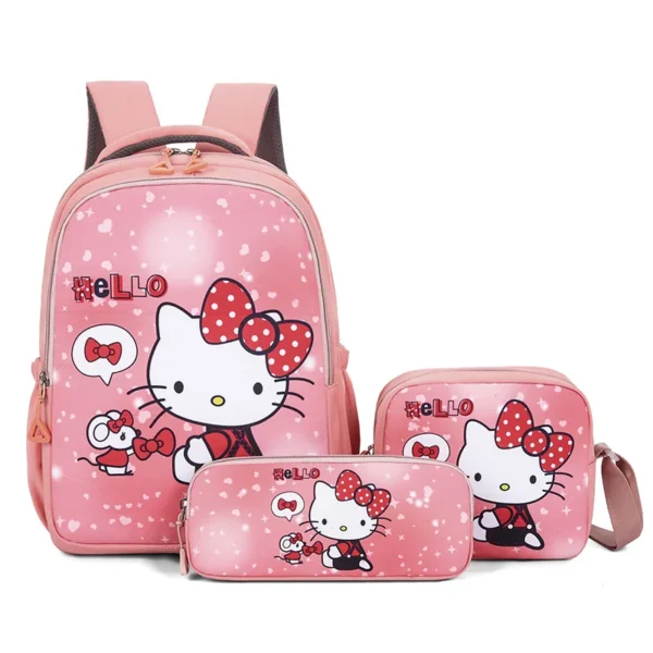 Süßes Sanrio Hello Kitty Melody Rucksack-Set für Mädchen, 3-teilig, Schüler-Schultasche, Federmäppchen für Kindergartenkinder, 6 Jahre, Cartoon 2