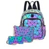 Mode frauen leuchtende Rucksack PVC holographische geometrische Schule Taschen Für Teenager Mädchen Bagpack mochila feminina Reise Sollte 2