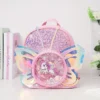 Kleinkinder Rucksack Cartoon Einhorn Schult asche Pailletten transparente Schmetterling Flügel Bücher tasche für Mädchen Kinder wasserdichte Schult asche 2024 2