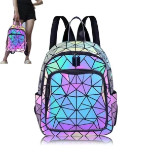 Mode frauen leuchtende Rucksack PVC holographische geometrische Schule Taschen Für Teenager Mädchen Bagpack mochila feminina Reise Sollte