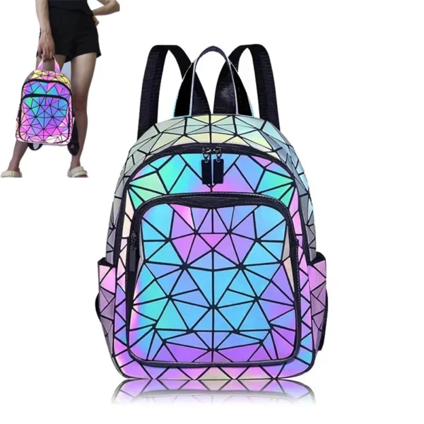 Mode frauen leuchtende Rucksack PVC holographische geometrische Schule Taschen Für Teenager Mädchen Bagpack mochila feminina Reise Sollte