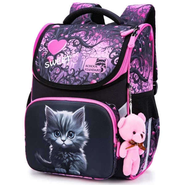 Ortho pä dische Schule Rucksack für Mädchen Cartoon Katze Grundschule Klasse 1 Schüler Taschen Kinder Schulranzen weibliche Bücher tasche 7-9 Jahre