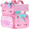 3-teiliger Rucksack für Mädchen, 38,1 cm große Einhorn-Büchertasche mit Lunchbox, Kinder-Vorschul-Schultasche