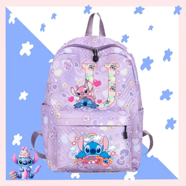 Disney Lilo Stitch Rucksack für Jungen und Mädchen, Rucksack für Teenager, Studenten, Schulanfang, Mochila, Kinder, 26 Buchstaben, Büchertasche, Damen-Rucksack 2