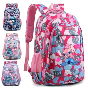 Lilo & Stitch Disney Damen Große Schultasche Studentenrucksack Mädchen Büchertasche Tasche Teenager Rucksack Schultasche Rucksack Mochila