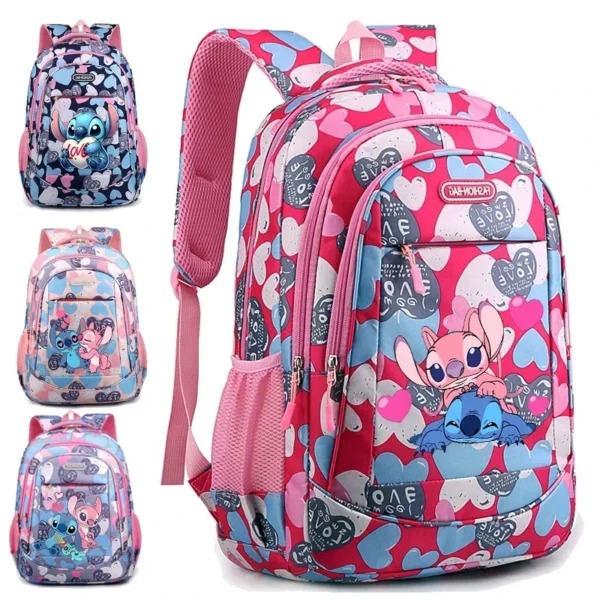 Lilo & Stitch Disney Damen Große Schultasche Studentenrucksack Mädchen Büchertasche Tasche Teenager Rucksack Schultasche Rucksack Mochila