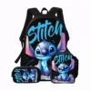 3-teiliges Set mit niedlichen Disneys-Cartoon-Stich-Kind-Schulrucksack mit Lunchtaschen, Bleistifttaschen, Schultaschen für Jungen und Mädchen, bestes Geschenk