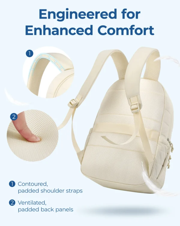 BAGSMART Laptop-Taschen, College-Freizeitrucksack für Damen, gesteppt, klein, Computer-Büchertasche, wasserabweisend, 15,6 Zoll Notebook-Tasche 3