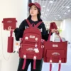 5-teiliges Set mit kostenlosen Anhängern im Waldstil, koreanische Version, lässiger Harajuku-Studentenrucksack für Mädchen mit großer Kapazität