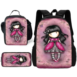 Niedlicher Santoros G-gorjusses Kinder-Schulrucksack mit Lunchtaschen, Bleistiftbeuteln, Schultaschen für Jungen und Mädchen, bestes Geschenk