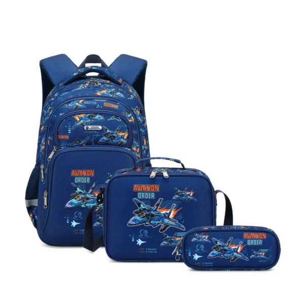 Cartoon Einhorn 3-teiliges Set Schultaschen für Mädchen Jungen Kinder Weltraumrucksack Grundschüler Rucksack mit Lunchbox 2