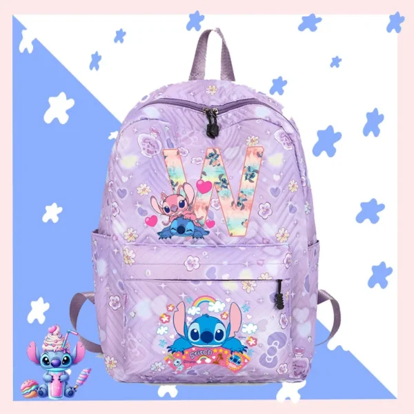Disney Lilo Stitch Rucksack für Jungen und Mädchen, Rucksack für Teenager, Studenten, Schulanfang, Mochila, Kinder, 26 Buchstaben, Büchertasche, Damen-Rucksack 4