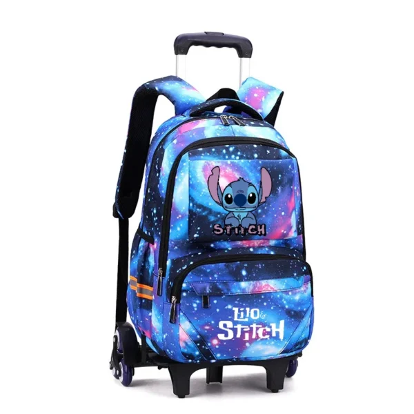 Disney Stitch Rolltasche für die Schule, Trolley-Taschen, Mädchen-Reiserucksack mit Rollen, wasserdicht, große Kapazität, Reise-Schultasche 3
