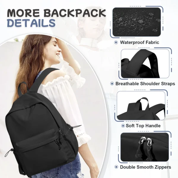 Schulrucksack für Mädchen, ästhetischer Rucksack für Frauen, niedliche Büchertasche, Preppy, College, lässig, leicht, Laptop-Rucksack, Diebstahlschutz 3
