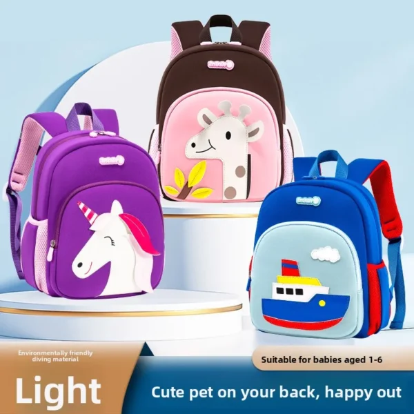 Neuer Cartoon-Kindergarten-Rucksack, Mini-Kinder-Schultasche für Jungen, Mädchen, Kleinkind, Baby, Unisex, leicht, langlebig 2