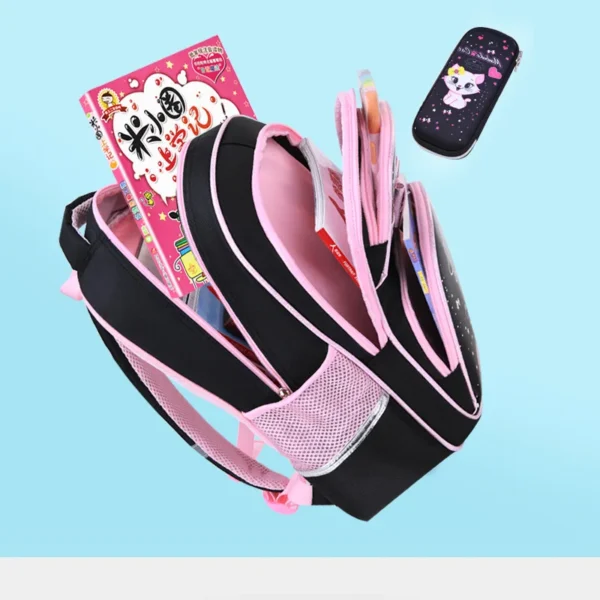 Neue koreanische Primär-PU-Leder-Schultasche 2020, modisch, niedliche Mädchen mit niedlicher Katze, orthopädischer wasserdichter Rucksack 6