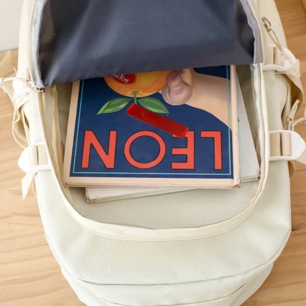 5-teiliges Set mit kostenlosen Anhängern im Waldstil, koreanische Version, lässiger Harajuku-Studentenrucksack für Mädchen mit großer Kapazität 5