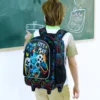 Rollrucksack für Jungen, 3-teilige Kinder-Roll-Büchertasche mit Lunchtasche, Schultasche mit Rollen für Kinder – Spielkonsole 5
