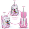 3-teiliger Rollrucksack für Kinder, Schul-Büchertasche mit Rollen, goldenes Einhorn-Muster-Design, im Dunkeln leuchtende Funktion mit Lunch-Stift-Tasche 2