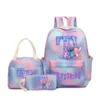 Stitch Mädchen Rucksäcke Federmäppchen Lunchtasche Student Disney Niedlicher Buchstabe A-Z Schultaschen Briefpapier Beutel Essen Bento Handtasche Geschenk 4