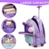 Rollrucksack für Mädchen, Kinderrucksack mit Rollen, Rucksack für Grundschüler, Handgepäck, Büchertasche mit Rollen 3