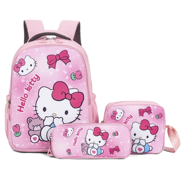 Süßes Sanrio Hello Kitty Melody Rucksack-Set für Mädchen, 3-teilig, Schüler-Schultasche, Federmäppchen für Kindergartenkinder, 6 Jahre, Cartoon 3