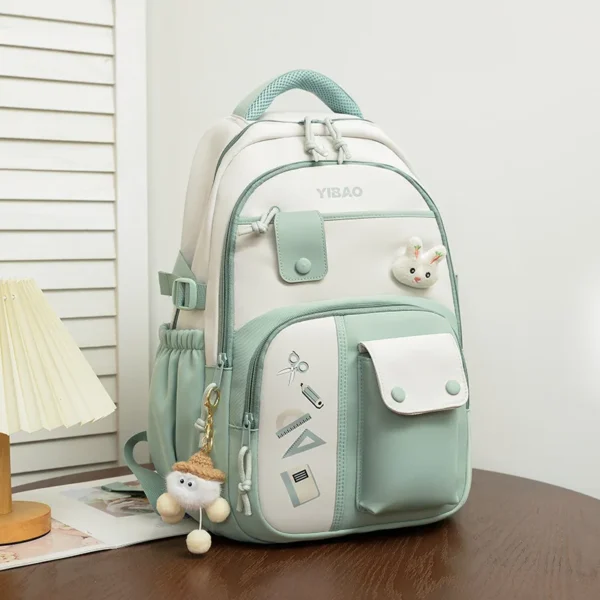 Niedlicher Kaninchen-Schulrucksack für Kinder im Teenageralter, modischer Spleißen-Farbkontrast, frischer Damen-Rucksack für Kinder 3