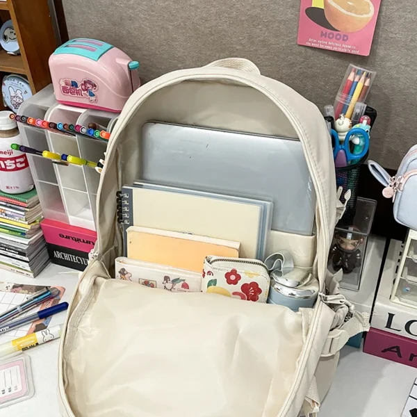 Stilvoller, leichter Rucksack mit transparenter Vordertasche – großes Fassungsvermögen für Schule, Reisen und Outdoor-Aktivitäten 4