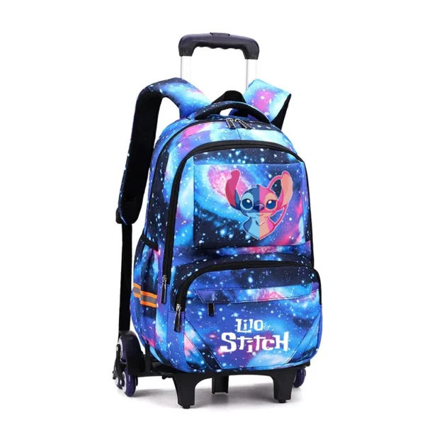 Disney Stitch Rolltasche für die Schule, Trolley-Taschen, Mädchen-Reiserucksack mit Rollen, wasserdicht, große Kapazität, Reise-Schultasche 4