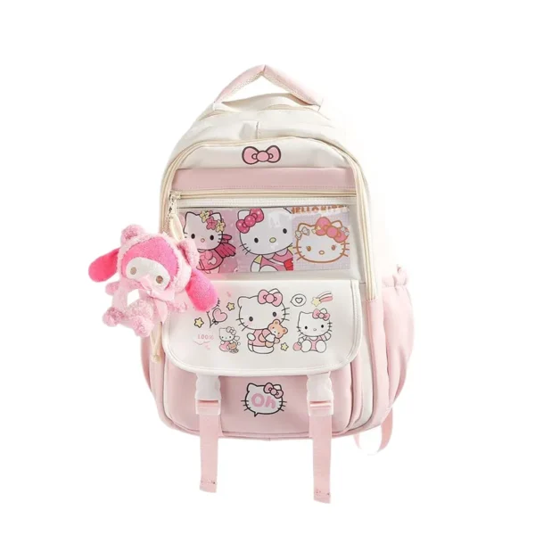 Sanrio Niedlicher Rucksack, große Kapazität, Schultasche für Mittelschüler, Cartoon-Laptop, Reisen, Kuromi Hello Kitty 5