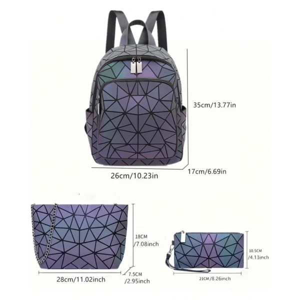 Mode frauen leuchtende Rucksack PVC holographische geometrische Schule Taschen Für Teenager Mädchen Bagpack mochila feminina Reise Sollte 3