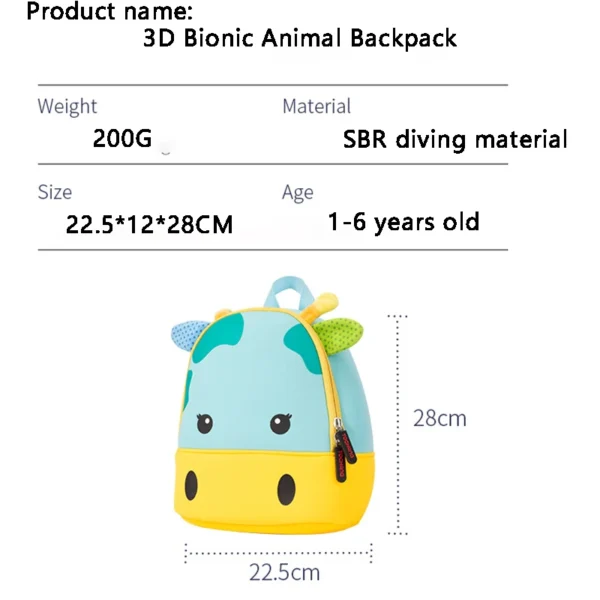 Mode Kinder Schultaschen 3D Biomimetic Tier Kinder Rucksack Kindergarten Jungen und Mädchen Schultaschen Mini Rucksack Büchertasche 4