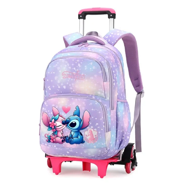Neue Disney Stitch Rucksack Trolley Tasche mit Rädern Klettern Treppen Rucksack Große Kapazität Wasserdicht Student Schule Tasche Mädchen 6