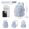 Lässiger Nylon-Rucksack, Rucksack für Damen, Multi-Pocket-Design in Hellblau, langlebig für Schule, Gymnasium und College-Büchertasche 2